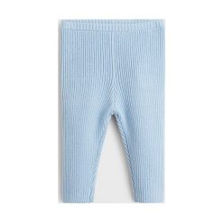 Mango Kids - Legginsy dziecięce Mac2 62-74 cm. Niebieskie spodnie dziewczęce Mango Kids, bez wzorów, z bawełny. Za 59,90 zł.