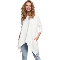 AMARA Asymetryczna peleryna - ecru. Szare bluzy damskie marki Moe, s, bez wzorów, z dzianiny, z długim rękawem, długie, bez kaptura. Za 149,00 zł.