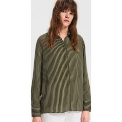 Koszula w paski - Khaki. Brązowe koszule damskie marki Reserved, w paski, bez kołnierzyka, bez rękawów. Za 39,99 zł.