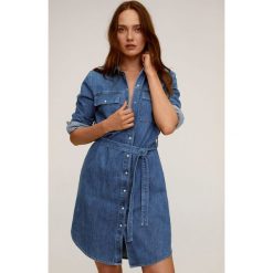 Mango - Sukienka jeansowa Sharon. Zielone sukienki damskie Mango, na co dzień, s, bez wzorów, z bawełny, casualowe, bez kołnierzyka, z długim rękawem, długie, mini, proste. Za 199,90 zł.