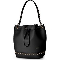 Torba shopper Felice czarna. Czarne torby damskie na zakupy Felice, z aplikacjami, ze skóry ekologicznej, na ramię, zdobione, bez dodatków. Za 129,00 zł.
