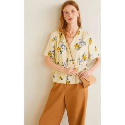Mango - Top Zaida. Żółte bluzki damskie Mango, s, w kwiaty, z wiskozy, bez kołnierzyka, z krótkim rękawem. W wyprzedaży za 59,90 zł.