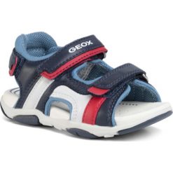Sandały GEOX - B S. Agasi B. C B021AC 08515 C4250 S Navy/Dk Sky. Niebieskie sandały chłopięce Geox, ze skóry, bez zapięcia. W wyprzedaży za 189,00 zł.