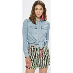 Tommy Jeans - Koszula. Niebieskie koszule body damskie marki Tommy Jeans, s, z bawełny, klasyczne, z klasycznym kołnierzykiem. W wyprzedaży za 219,90 zł.