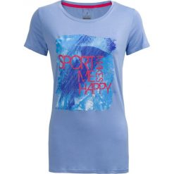 T-shirt damski TSD615 - niebieski - Outhorn. Niebieskie koszulki damskie Outhorn, z nadrukiem, z poliesteru. W wyprzedaży za 16,99 zł.