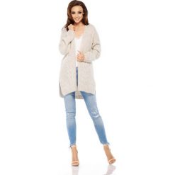 Beżowy Miękki Sweter Bez Zapięcia. Brązowe piżamy damskie Molly.pl, uniwersalny, bez wzorów, ze splotem, eleganckie, bez rękawów, bez kaptura. Za 159,90 zł.