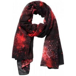 Chusty damskie: Desigual Chusta Damska Czarna Spray Dots Rectangle