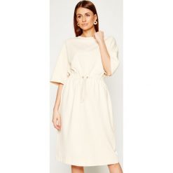 Sukienka codzienna Max Mara Leisure 36210806. Żółte sukienki damskie Max Mara Leisure, na co dzień, xs, bez wzorów, z bawełny, bez kołnierzyka, bez rękawów, proste. W wyprzedaży za 629,00 zł.