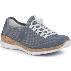 Półbuty RIEKER - N42M8-14 Blau. Niebieskie półbuty damskie Rieker, z materiału. Za 279,00 zł.
