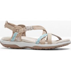 Sandały Skechers bonprix beżowy. Różowe sandały damskie bonprix, w paski, z materiału, bez obcasa, z paskami. Za 219,99 zł.