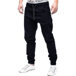 SPODNIE MĘSKIE JOGGERY P205 - GRANATOWE. Niebieskie joggery męskie marki Ombre Clothing, s, z materiału. Za 79,00 zł.