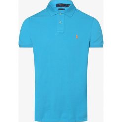 Polo Ralph Lauren - Męska koszulka polo – Custom Slim Fit, niebieski. Niebieskie koszulki męskie Polo Ralph Lauren, xl, z haftami, z bawełny, polo, bez rękawów. Za 449,95 zł.