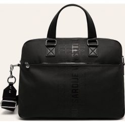 Trussardi Jeans - Torba na laptopa. Czarne torby męskie skórzane Trussardi Jeans, w paski, z jeansu, biznesowe. Za 699,90 zł.