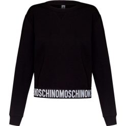 Bluza MOSCHINO UNDERWEAR. Czarne bluzy damskie z nadrukiem, z bawełny. W wyprzedaży za 577,00 zł.