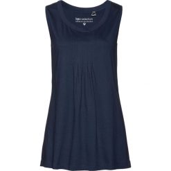 Długi top bonprix ciemnoniebieski. Niebieskie topy damskie bonprix, bez wzorów, bez kołnierzyka. Za 34,99 zł.