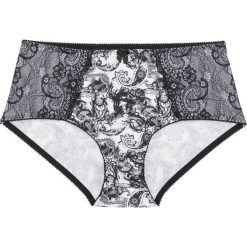 Figi wyszczuplające bonprix czarno-biały z nadrukiem. Czarne majtki damskie wyszczuplające bonprix, z nadrukiem. Za 21,99 zł.