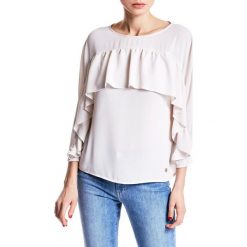 Trussardi Jeans bluzka damska 56C00216-1T002799 40 kremowa. Białe bluzki damskie Trussardi Jeans, bez wzorów, z jeansu, z falbankami, bez rękawów. Za 509,00 zł.