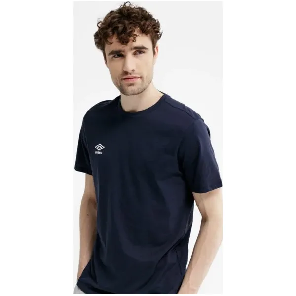 Umbro Koszulka Ss Fw Small Logo Cotton , granatowy, rozmiar S. Niebieskie koszulki męskie Umbro, s, z nadrukiem, z bawełny, klasyczne, z klasycznym kołnierzykiem, bez rękawów. W wyprzedaży za 47,99 zł.