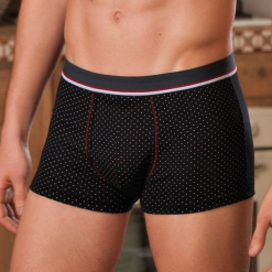 Bokserki męskie Uomo Dots. Brązowe bokserki męskie Astratex, z nadrukiem, z dzianiny. Za 34,99 zł.