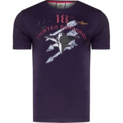 T-shirt AERONAUTICA MILITARE. Niebieskie t-shirty męskie Aeronautica Militare, z nadrukiem, z bawełny, militarne, z okrągłym kołnierzem. Za 240,00 zł.