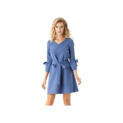 Sukienka trapezowa Melody niebieska ED022-2. Niebieskie sukienki damskie marki Ella dora, xxl, bez wzorów, z poliesteru, eleganckie, bez kołnierzyka, bez rękawów, trapezowe. Za 219,00 zł.