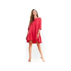 Sukienka mini N011 róż. Różowe sukienki damskie Awama, xl, bez wzorów, z poliesteru, bez kołnierzyka, bez rękawów, mini. Za 139,00 zł.