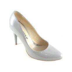 Buty ślubne damskie: Skórzane czółenka w kolorze szarym