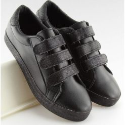 Trampki zapinane na rzepy czarne XL10P BLACK. Czarne buty sportowe damskie obuwie damskie, bez wzorów, z tkaniny, klasyczne. Za 85,35 zł.