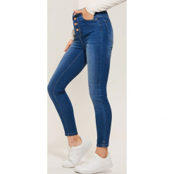Jeansy high waist skinny - Niebieski. Niebieskie jeansy damskie House, z jeansu, z podwyższonym stanem. Za 89,99 zł.