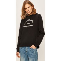 Karl Lagerfeld - Bluza. Czarne bluzy damskie KARL LAGERFELD, s, z aplikacjami, z bawełny, bez rękawów, z kapturem. W wyprzedaży za 629,90 zł.