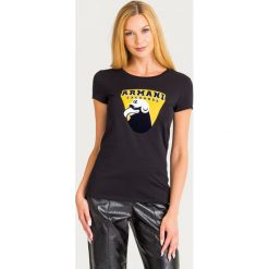 T-SHIRT Armani Exchange. Czarne t-shirty damskie Armani Exchange, s, z nadrukiem, z bawełny, z okrągłym kołnierzem. Za 259,00 zł.