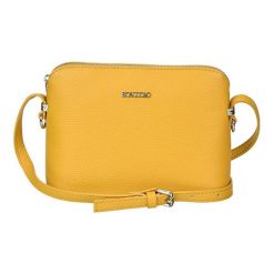 Skórzana torebka w kolorze żółtym - (S)23 x (W)17 x (G)10 cm. Żółte torebki klasyczne damskie Bosccolo, w paski, ze skóry. W wyprzedaży za 199,95 zł.