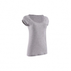 Koszulka fitness krótki rękaw damska. Niebieskie bluzki sportowe damskie DOMYOS, xl, z bawełny, z krótkim rękawem. Za 19,99 zł.