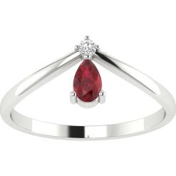 Złoty pierścionek z diamentem i rubinem. Szare pierścionki damskie Art of Diamond & Co., z diamentem, złote. W wyprzedaży za 351,95 zł.