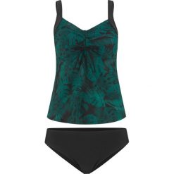 Tankini (2 części) bonprix zielono-czarny. Czarne stroje kąpielowe damskie bonprix, z nadrukiem. Za 89,99 zł.