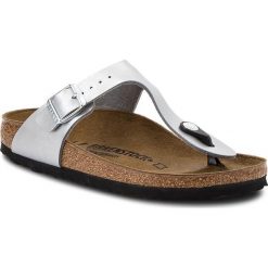 Japonki BIRKENSTOCK - Gizeh Bs 0043853 Silver. Szare klapki damskie Birkenstock, bez wzorów, ze skóry ekologicznej, bez obcasa. Za 269,00 zł.