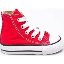 Converse - Trampki dziecięce. Czerwone trampki dziewczęce Converse, bez wzorów, z materiału, bez zapięcia. Za 199,90 zł.