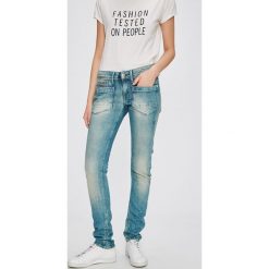 G-Star Raw - Jeansy. Niebieskie jeansy damskie rurki marki G-Star RAW, z obniżonym stanem. W wyprzedaży za 149,90 zł.