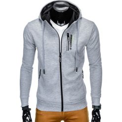 Bluzy męskie: BLUZA MĘSKA ROZPINANA Z KAPTUREM B794 - SZARA