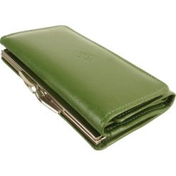 PERFEKT PLUS P/45 A bigiel/zatrzask zielony, portfel damski. Zielone portfele damskie Perfekt Plus, bez wzorów, ze skóry. Za 96,90 zł.