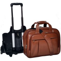 Skórzana torba podróżna na laptopa 17" z odpinanym wózkiem Mcklein Damen brązowa - Brązowy. Pomarańczowe torby męskie skórzane Mcklein, w paski, ze skóry, eleganckie, duże. Za 1273,02 zł.