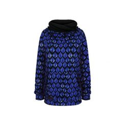 Bluza z mega dużym kapturem, kangurka w kobaltowe listki. Czarne bluzy damskie ekoszale, s, w kwiaty, z bawełny. Za 170,00 zł.