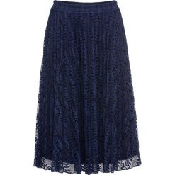 Spódnica plisowana z koronką bonprix ciemnoniebieski. Niebieskie spódniczki damskie bonprix, w koronkowe wzory, z koronki. Za 129,99 zł.