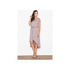 Sukienka M394 Brąz. Pomarańczowe sukienki damskie marki FIGL, xl, bez wzorów, z asymetrycznym kołnierzem, z krótkim rękawem, krótkie, mini, asymetryczne. Za 139,00 zł.