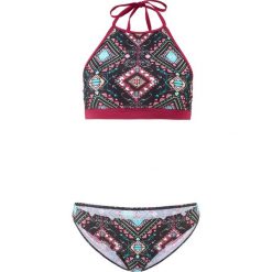 Bikini z biustonoszem bustier (2 części) bonprix czarny z nadrukiem. Czarne stroje kąpielowe damskie bonprix, z nadrukiem. Za 69,99 zł.