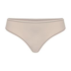 Stringi "Nati" w kolorze beżowym. Brązowe stringi damskie Kinga, l, bez wzorów. W wyprzedaży za 32,95 zł.