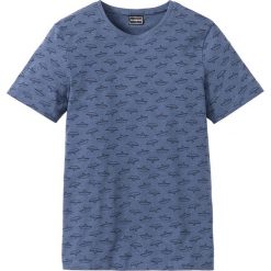 T-shirt Slim Fit bonprix indygo z nadrukiem. Niebieskie koszulki męskie bonprix, xl, z nadrukiem, bez kołnierzyka. Za 34,99 zł.