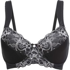 Biustonosz minimizer na fiszbinach bonprix czarno-ecru. Czarne biustonosze bonprix, bez wzorów. Za 64,99 zł.