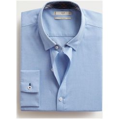 Mango Man - Koszula Twill. Białe koszule męskie Mango Man, s, bez wzorów, z bawełny, klasyczne, z klasycznym kołnierzykiem, z długim rękawem. Za 139,90 zł.