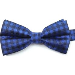 Niebiesko-Granatowa Mucha w Kratkę, Kratę, Męska MUVRN0010. Niebieskie muszki męskie Vernon, w paski, eleganckie. Za 29,00 zł.